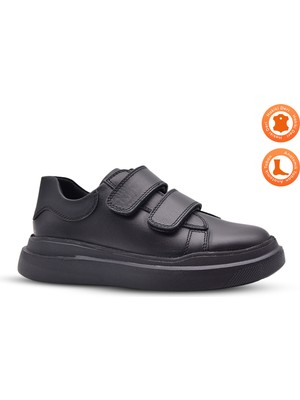 Kids A More Kids A More Fawdon Çift Cırtlı  Deri Çocuk Ayakkabısı Siyah