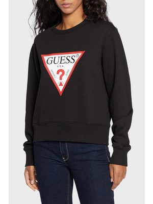 Guess Cn Original Pamuklu Regular Fit Bisiklet Yaka Sweat W2YQ16KBA11 Bayan Sweat W2YQ16 KBA11 Jblk