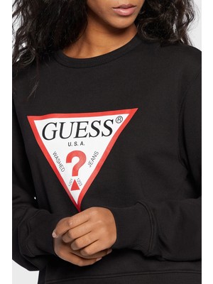 Guess Cn Original Pamuklu Regular Fit Bisiklet Yaka Sweat W2YQ16KBA11 Bayan Sweat W2YQ16 KBA11 Jblk