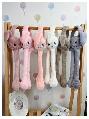 İndirim Kuşu Kadın Peluş Hareketli Tavşan Kulaklık Somon Pembe Renkli Sezonluk