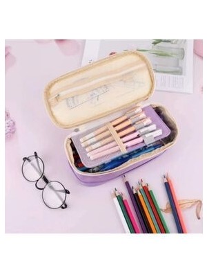 Kawaii Special Büyük Kapasiteli Kanvas Kalemlik Mor