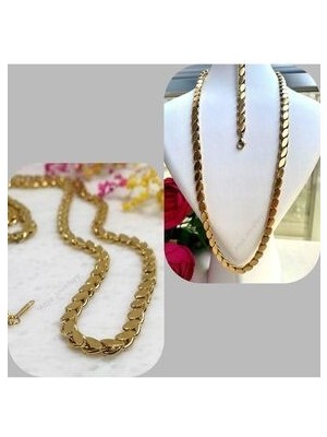 Asya Jewellery Birebir Kuyumcu Model Paslanmaz Çelik Pullu Arpa Zincir Uzun Kolye Çelik Pullu Halep Zinciri 60 cm