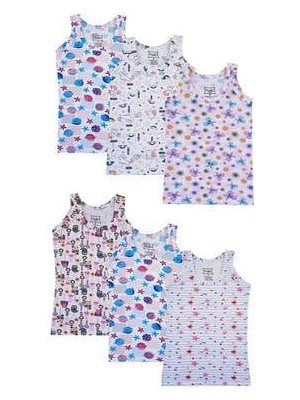 Tutku 6lı Kız Çocuk Geniş Askılı Atlet Empirme Pamuklu Renkli