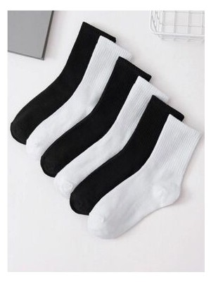 My Menora Socks 6 Çift Siyah Beyaz Antrenman Çorabı/ Kolej Çorap