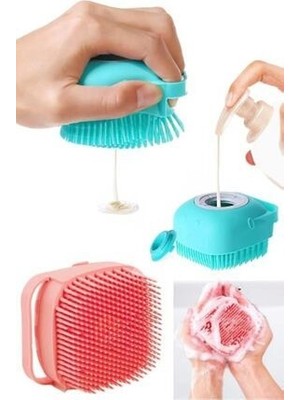 Duş Jeli Hazneli Silikon Fırça Kese Çok Amaçlı Vücut Temizleme Kesesi Peeling Banyo Lifi Bulaşık