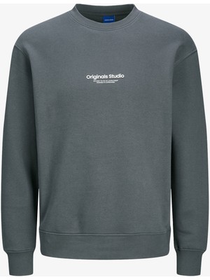 Jack & Jones Jorvesterbro Sweat Crew Neck Noos Erkek Gri Sweatshirt 12241694-IRONGATE