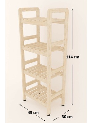 Tekno Trust Açık Raflı Ahşap Banyo Dolabı 4 Katlı Havluluk 114X45X30 cm Ahşap Lacivert 110 x 59 x 32 Set