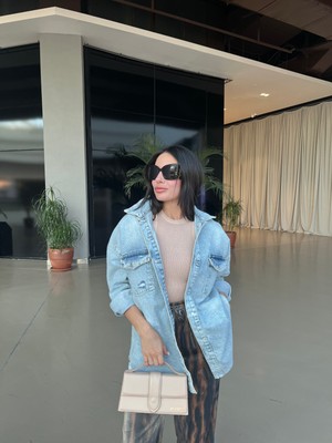 Nur Sönmez Fashion Mavi Denim Gömlek Ceket