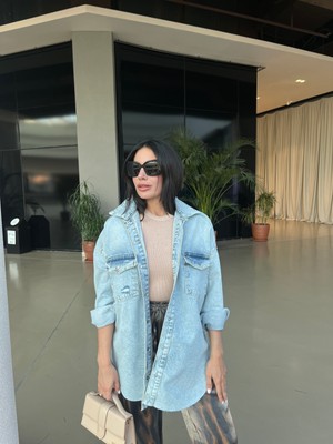 Nur Sönmez Fashion Mavi Denim Gömlek Ceket