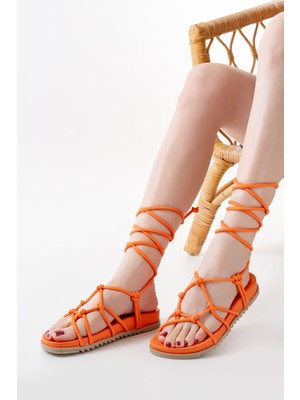 Orange Bilekten Bağcıklı Kadın Sandalet