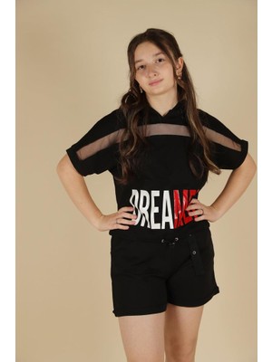 Ugly Duck 09-14 Yaş Kız Çocuk Siyah Renk Dreamer Kapşonlu T-Shirt