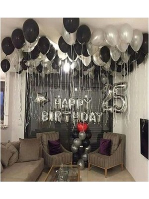 Store Yetişkin Doğum Günü Seti Gümüş Happy Bırthday Seti