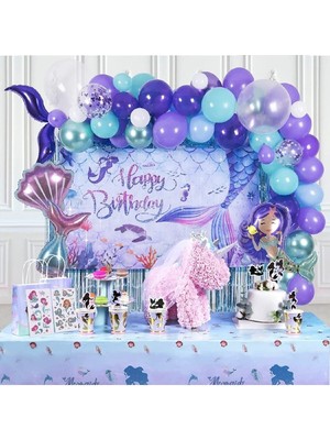 Store Lüks Deniz Kızı Temalı Doğum Günü Parti Kutlama Seti Konsept Doğum Günü Süsü