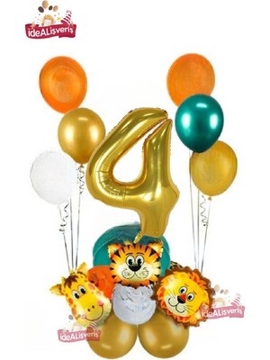 Store Safari Temalı Yaş Folyolu Doğum Günü Parti Seti Süsü