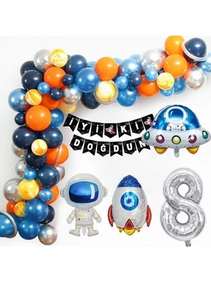 Store Uzay Temalı Doğum Günü Seti 8 Yaş