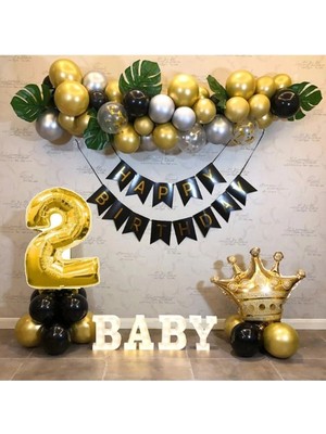 Store Kral Taçlı 2 Yaş Happy Bırthday Doğum Günü Seti