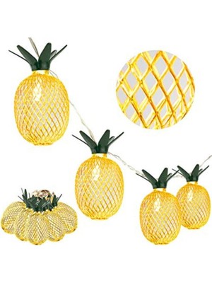 Deco Elit 10 Lu Metal Ananas Şerit LED Işık 1 mt Pilli  Ağaç ve Ev Süsleme Ledi