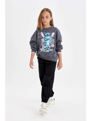 DeFacto Kız Çocuk Disney Lilo & Stitch Oversize Geniş Kalıp Bisiklet Yaka Sweatshirt C9515A824AU