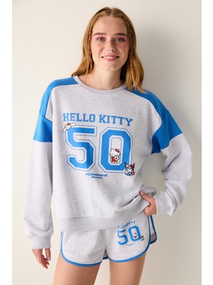 Penti Gri Melanj Bisiklet Yaka Sanrio Baskı Sweatshirt