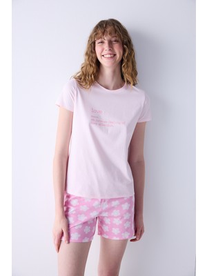 Penti Love Pembe Şortlu Pijama Takımı