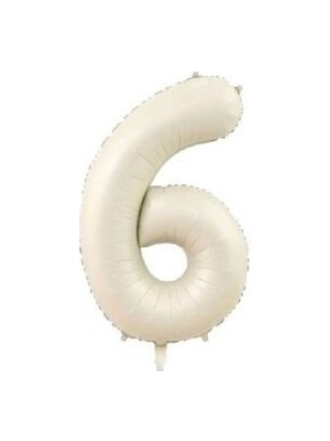 Asöy Bej Krem Rakam Folyo Balon 6 Yaş 76 cm Orta Boy Balon 34 Inç Orta Boy Rakam Folyo Balon