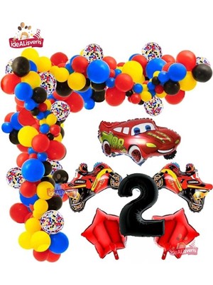 Store 2 Yaş,yarış Araba Motorsiklet Temalı Doğum Folyo Balon Seti Doğum Günü Süsü