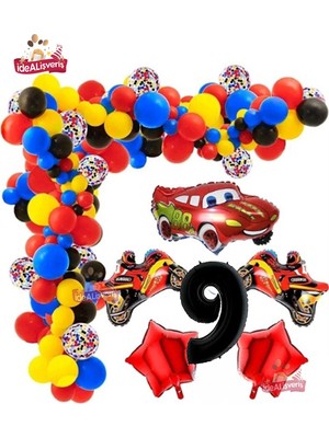 Store 9 Yaş,yarış Araba Motorsiklet Temalı Doğum Folyo Balon Seti Doğum Günü Süsü