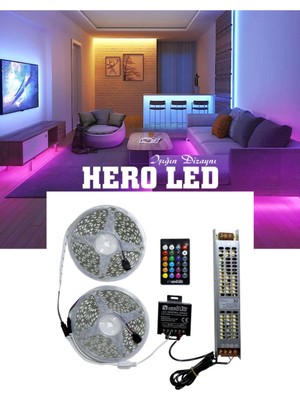 Store 20 Metre Rgb Şerit LED Set 36 Amper Kumanda 25 Amper Trafo Splitter