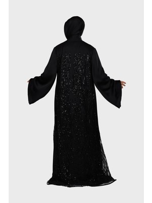 Harika Wear Işlemli Siyah Abaya Ferace