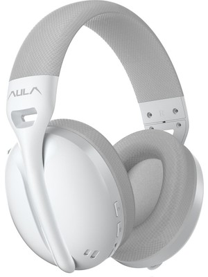 Aula S6 Ultra Hafif Kablosuz Bluetooth Type-C Mikrofonlu Gaming Oyuncu Kulaklığı Beyaz