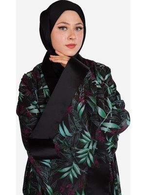 Harika Wear Çiçekli Şifon Kimono (Abaya - Ferace )