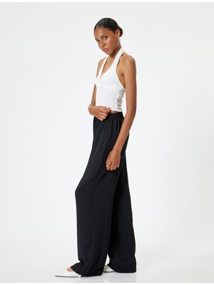 Koton Beli Bağcıklı Pantolon Standart Bel Düz Paça