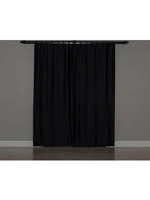 Boutique Curtain Siyah Blackout Fon Perde Pilesiz Düz Ekstrafor Dikim Korniş / Rustik Uyumlu