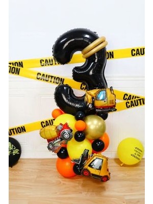 Parti Avm Inşaat Temalı Folyo Balon Karşılama Seti Kamyon Iş Makinası Araba Krom Balon 28LI Set