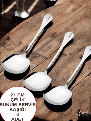 Multiamo Çelik 21 cm 3 Adet  Servis Kaşığı / Sunum Kaşığı