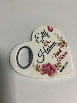 Gift Shoppi 20 Adet Magnet Baskı Düğün Nişan Nikah Magneti Açacaklı Magnet Kalp Hatıra Magneti