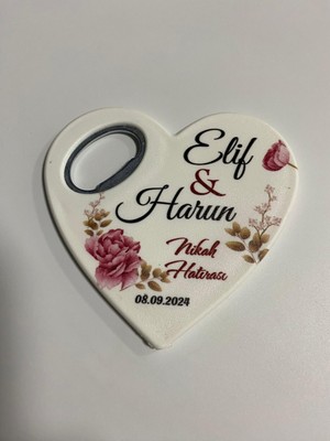 Gift Shoppi 20 Adet Magnet Baskı Düğün Nişan Nikah Magneti Açacaklı Magnet Kalp Hatıra Magneti