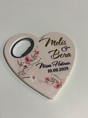 Gift Shoppi 20 Adet Magnet Baskı Düğün Nişan Nikah Magneti Açacaklı Kalp Hatıra Magneti