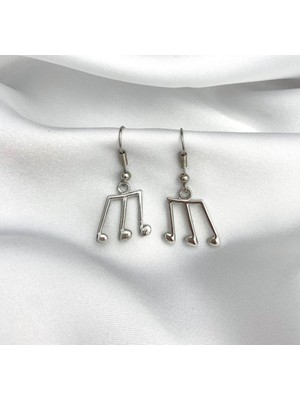 Herşey Nota Müzik Nota Figürlü Silver Müzisyen Küpe