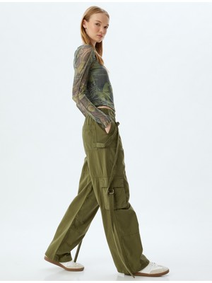 Koton Kargo Pantolon Beli Lastikli Cep Detaylı Pamuklu