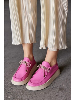 Nilufarr Lovely Pembe Deri Kadın Sneaker