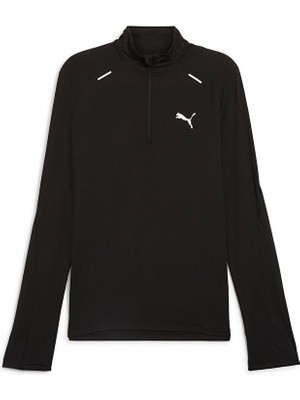 Puma Run Cloudspun 1/4 Zip Erkek Uzun Kollu Koşu Tişörtü 52578101 Siyah