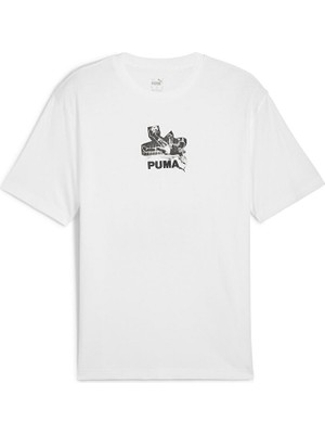 Puma Graphics Bicycle Kick Tee Erkek Günlük Tişört 62800502 Beyaz