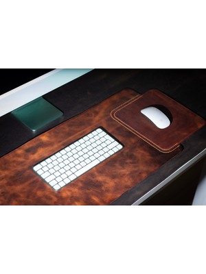 Hi Leather Kişiye İsme Özel Hakiki Deri Masa Mat Deri Oyuncu Mouse Pad | Yazı Masası Altlığı Sümen 35X70 cm
