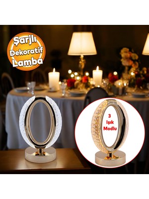 Badem10 Modern Dekoratif Romantik Süsleme Masa Lambası Ledli Beyaz Sarı Soft Işıldak Şarjlı Masa Gece Lamba