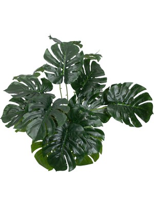 Güleç Yapay Çiçek Yapay Ağaç Salon Bitkisi Monstera 60 cm 18 Yaprak Antrasit Saksıda