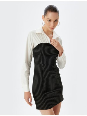 Koton Gömlek Yaka Elbise Bodycon Mini Uzun Kollu Slim Fit
