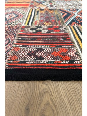 Riva İstanbul Renkli Etnik Yıkanabilir Kaymaz Bambu Halı Pamuk Kilim Salon Halısı ve Yolluk