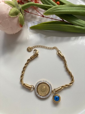 Chen Jewelry-Accessories Çeyrek Altınlı Çelik Bileklik