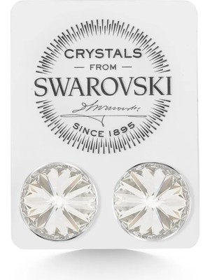 Silver Shade Taşlı Swarovski Crystal 12mm Çivili Kadın Gümüş Küpe